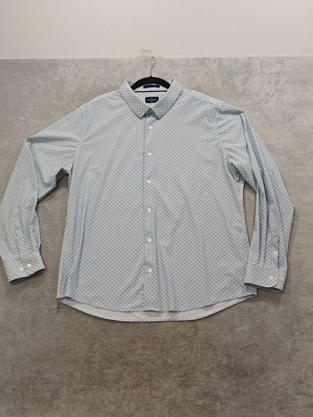 Men's Light Blue Micro-Pattern Dress Shirt - Long Sleeve